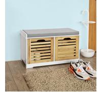 SoBuy FSR23-K-WN Banc de Rangement avec coussin rembourré et 2 cubes, Meuble d'Entrée Commode à Chaussure Banquette confortable