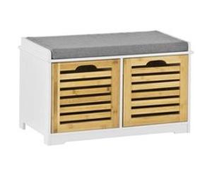 SoBuy® FSR23-K-WN Banc de Rangement avec Coussin rembourré et 2 Cubes, Meuble d'Entrée Commode à Chaussure Banquette Confortable Blanc