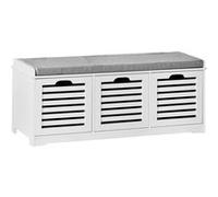 SoBuy® FSR23-W Banc de Rangement avec Coussin rembourré et 3 Cubes, Meuble d'Entrée Commode à Chaussure Banquette Confortable Blanc