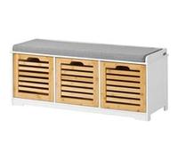 SoBuy® FSR23-WN Banc de Rangement avec Coussin Rembourré et 3 Cubes Meuble d'Entrée Commode à Chaussure Banquette Meuble de Rangement Confortable Blanc