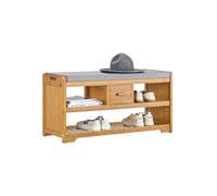 SoBuy® FSR75-N Étagère à Chaussures avec tiroir, Banquette Siège pour chausser, Meuble à Chaussures Banc de Rangement Chaussures en Bambou- L91xP34xH45cm