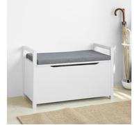 SoBuy® FSR76-W Banc de Rangement Meuble Bas Entrée avec Coussin Rembourré, Meuble d'Entrée Commode à Chaussure Banquette
