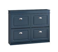 SoBuy Meuble à chaussures FSR79-B – 4 abattants, tiroir & crochets, 16 paires, Bleu, 104x24x83 cm