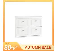 SoBuy FSR79 Meuble à chaussures avec 4 portes battantes, meuble à chaussures étroit avec 8 étagères, étagère à chaussures réglable pour couloir, 105x82x24 GRIS