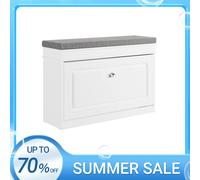 SoBuy FSR82-L armoire à chaussures avec rabat, banc à chaussures avec coussin de siège, commode, banc, dimensions environ 75x51x24cm BLANC