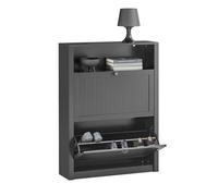 SoBuy FSR87-SCH Meuble à Chaussures avec 2 abattants et Compartiment Noir 80x24x110
