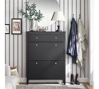 SoBuy FSR89-SCH Armoire à Chaussures Meuble de Rangement à Chaussures 2 abattants Meuble d'entrée Coffre Rangement Noir G