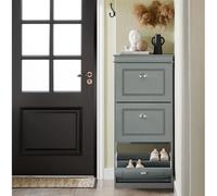 SoBuy Armoire à Chaussures Entrée avec 3 Abattants Rangement Gain de Place pour Couloir Chambre Gris 53x24x117cm