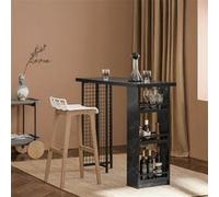 SoBuy Table de Bar Design avec 3 Étagères, Table Haute Bistrot Effet Marbre pour Cuisine, Salle à Manger et Salon 120x50x105 cm