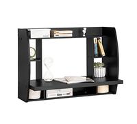 SoBuy® FWT18-Sch Table Murale Bureau avec Étagère intégrée Armoire de Rangement Murale (Noir)