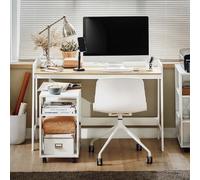 Bureau SoBuy, bureau d'ordinateur, bureau de bureau, blanc/naturel, dimensions approx. 125 x 80 x 52 cm, référence FWT41-WN