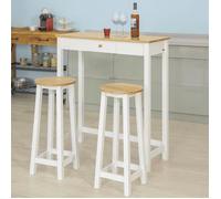 SoBuy FWT50-WN Set DE 1 Table + 2 Tabourets Table Mange-Debout Table Haute Cuisine Ensemble avec Repose-Pieds
