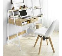 SoBuy FWT63-N Bureau Informatique Table de Bureau Secrétaire Table Plan de Travail avec tiroir et étagère - Cadre métal Bois G