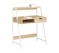 SoBuy FWT63-N Bureau Informatique Table de Bureau Secrétaire Table Plan de Travail avec tiroir et étagère - Cadre métal