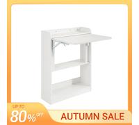SoBuy FWT92 table d'ordinateur pliante avec étagères table pliante table de travail table de bureau pour table murale de bureau à domicile NATURE