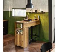SoBuy FWT98-PF table de bar, table à manger avec surface de travail extensible, table haute, table bistro, table debout, comptoir de bar au design industriel Brown