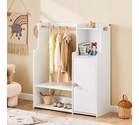 SoBuy Garde-robe pour enfants Étagère pour enfants avec portes Garde-robe pour enfants Meubles de chambre d'enfants Porte-manteau Étagère Porte-manteau sur pied KMB110-W