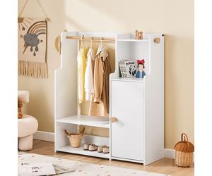 SoBuy Garde-robe pour enfants Étagère pour enfants avec portes Garde-robe pour enfants Meubles de chambre d'enfants Porte-manteau Étagère Porte-manteau sur pied KMB110-W