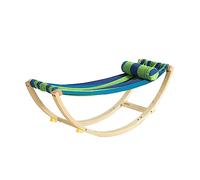 SoBuy Hamac Enfant Bercant 50kg Charge Max. 124x36x45cm Chambre | chaise à bascule suspendue avec sécurités anti-basculement, cadre en bouleau, housse lavable KMB16-J