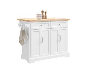 SoBuy Îlot Central Cuisine à roulettes & Plan Pliable, 115x92x(46-71) cm