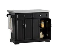 SoBuy ilot Central Cuisine avec Rangement et Plan de Travail Pliable desserte Cuisine à roulettes Meuble Cuisine avec Plan de Travail Meuble Cuisine exterieure Noir 115x92x(46-71) cm FKW71-II-SCH