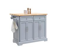 SoBuy Îlot Central Cuisine, plan pliable & roues, 115x92x(46-71)cm, cuisine | Desserte Cuisine à roulettes, 2 tiroirs, niveaux réglables, range-couvercles/barre, charge 78kg, MDF/PB, cuisine, FKW71-II-HG