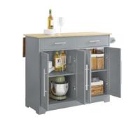 SoBuy Ilot Central Cuisine Pliant avec Roues cachées 115x68,7x91 cm | Desserte cuisine avec 2 tiroirs, étagères réglables et porte-serviette, 98 kg, MDF/PB, cuisine et terrasse, FKW129-HG