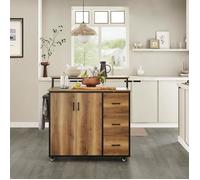 SoBuy Ilot Central Placard de Cuisine Buffet de Rangement Armoire de Cuisine Multi-rangements avec 2 Portes, 3 Tiroirs, 1 Porte-Serviettes et 1 étagère supplémentaire - 113x69x106 cm, KNL02-PF