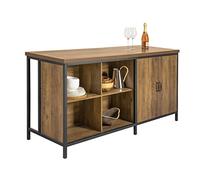 SoBuy Îlot de Cuisine autoportant et Stable, 170x89x60cm, pour Cuisine | Meuble de Rangement Multifonction avec 4 niches ouvertes, charge 150 kg, style industriel, MDF/acier, KNL01-F