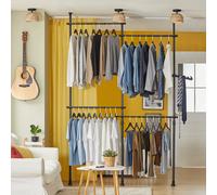 SoBuy KLS03 porte-robe porte-manteau avec 4 tiges de robes système de garde-robe télescopique système d'étagère réglable noir