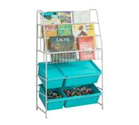 SoBuy Bibliothèque Étagère pour enfants avec 4 caisses de jouets KMB07-B