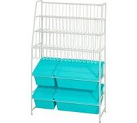 SoBuy Bibliothèque Étagère pour enfants avec 4 caisses de jouets KMB07-B