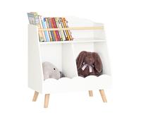 SoBuy KMB100-K-W Étagère pour enfants avec 3 compartiments Étagère à livres Étagère de rangement pour enfants Étagère Montessori blanche LHT env. 61x71x35cm