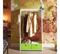 SoBuy KMB109-W Porte-manteau pour enfants avec 2 crochets & boîtes, armoire & étagère pour chambre d'enfant, blanc 60x110x35cm