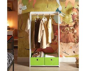 SoBuy KMB109-W Porte-manteau pour enfants avec 2 crochets & boîtes, armoire & étagère pour chambre d'enfant, blanc 60x110x35cm