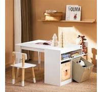 SoBuy Table pour enfants avec 2 chaises Ensemble de chaises pour enfants avec espace de rangement Table de jeu multifonctionnelle Table d'activité pour enfants intérieur Table Chaise Set KMB113-W
