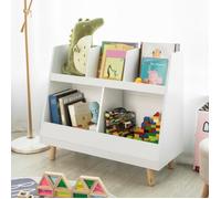 SoBuy KMB19-W Étagère pour enfants avec 5 compartiments Bibliothèque de rangement Étagère sur pied pour enfants avec pieds en bois massif blanc LHT env. : 86x77x36cm