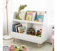 SoBuy KMB19-W Étagère pour enfants avec 5 compartiments Bibliothèque de rangement Étagère sur pied pour enfants avec pieds en bois massif blanc LHT env. : 86x77x36cm