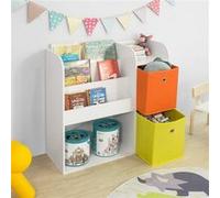 SoBuy KMB37-W Étagère de Rangement pour Livres et Jouets Enfant Bibliothèque Étagère à Livres Meuble de Rangement Multifonctionnel avec 2 Paniers