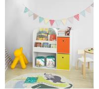 SoBuy KMB37-W Étagère de Rangement pour Livres et Jouets Enfant Bibliothèque Étagère à Livres Meuble de Rangement Multifonctionnel avec 2 Paniers