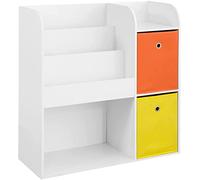SoBuy KMB37-W Étagère de Rangement pour Livres et Jouets Enfant Bibliothèque Étagère à Livres Meuble de Rangement Multifonctionnel avec 2 Paniers