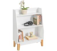 SoBuy Étagère pour enfants avec 3 compartiments Bibliothèque de rangement Étagère sur pied pour enfants avec pieds en bois massif blanc LHT env. : 60x80x25cm KMB47-W