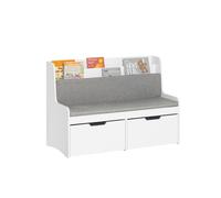 SoBuy KMB66-W Banc pour enfants Coffre à jouets Coffre de rangement pour enfants Banc à chaussures à roulettes avec coussin d'assise Blanc