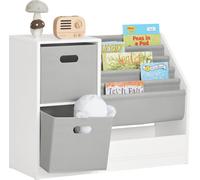 SoBuy KMB76-W Bibliothèque pour enfants Étagère pour enfants avec boîtes Étagère de rangement pour enfants Étagère à jouets Meubles de chambre d'enfant blanc LHT env. 80x61x30cm