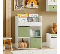 SoBuy KMB79-W Étagère à livres pour enfants Étagère à jouets avec 2 boîtes en tissu Étagère de rangement