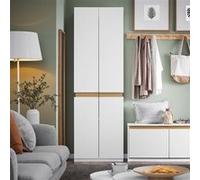 SoBuy Armoire Dressing 2 Portes avec Penderie et Étagères, Placard Rangement pour Chambre ou Entrée, 61x30x192 cm, Blanc