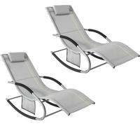 SoBuy lot 2 chaises à bascule jardin chaises à bascule extérieures Gris Moderne OGS28-HGx2