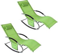 SoBuy Lot de 2 chaises longues transat pliables OGS28-GRx2 Aluminium Bain de soleil Relax Vert