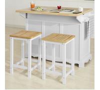SoBuy Lot 2 Tabourets de Cuisine en Bois, Hauteur 61 cm, Assise Confortable, Repose-Pieds Stable et Solide Idéal Bar Comptoir Salon