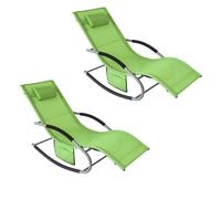 SoBuy Lot de 2 Chaises Longues Transat Pliables Jardin Aluminium - Bain de Soleil Relax - Fauteuil Extérieur Vert, OGS28-GRx2